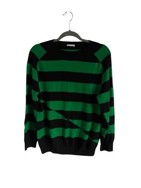 Tomas Maier Green and Black Striped Crewneck Sweater - size 6